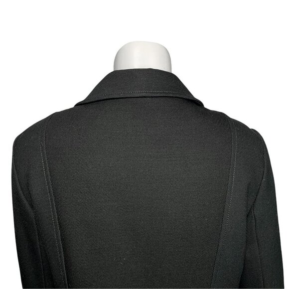 ERIN SNOW Leather ruffle trim long wool coat - Picture 5 of 7